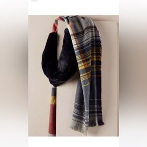 Anthropologie Plaid Faux Fur Scarf